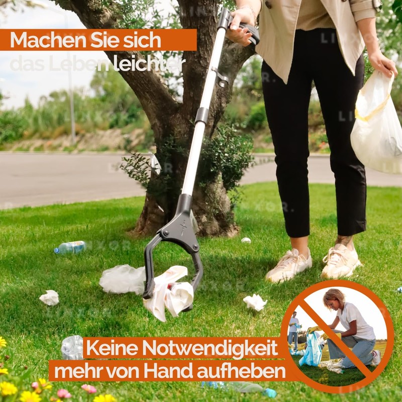 Linxor – Greifzange für Abfälle, Greifhilfe mit magnetischen Spitzen –