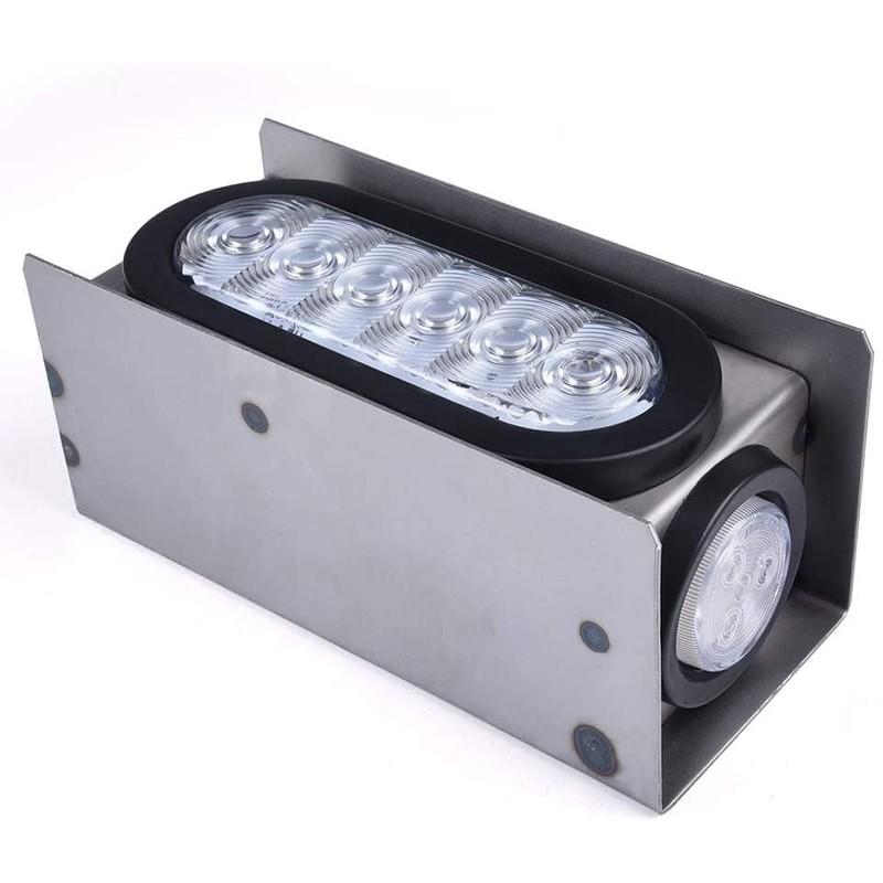 PIT66 2 Pcs Trailer Lights Steel Box with 6" Red