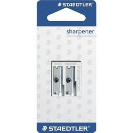 STAEDTLER Metal Double Hole Sharpener, 510 20BK1, For Standard-Sized Blacklead Pencils Up To 8.2mm And For Thick Blacklead And Coloured Pencils Up To 10.2mm