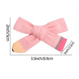 Bow Hair Clips Pink Hair Bows Back to School Bow Clips for Hair Styling for Girls Cute Hairpin Hair Accessories Pencil Design French Tip Non-slip Hair Decorations 2PCS