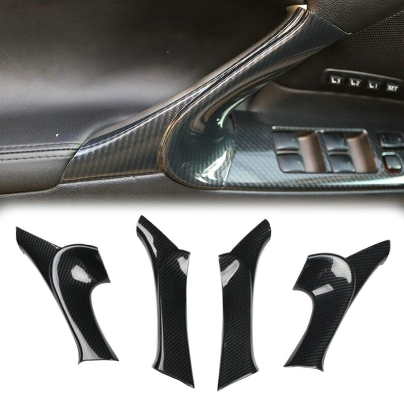 4Pcs Carbon Fiber Color Interior Door Armrest Panel Trim Plastic