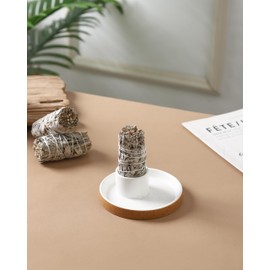 HOCUROAY Ceramic Sage Holder - Smudging Bowl for White Sage Bundles, Palo Santo Sticks Incense