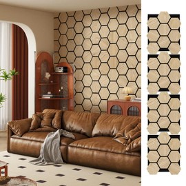 ARMURO Hexagon Wall Panels - 4 PCS Wood Panels for Wall - Natural Oak Wood Veneer Hexagon Sound Panels - Sound Absorbing Panels for Walls and Ceiling (23.8" W x 29" L)