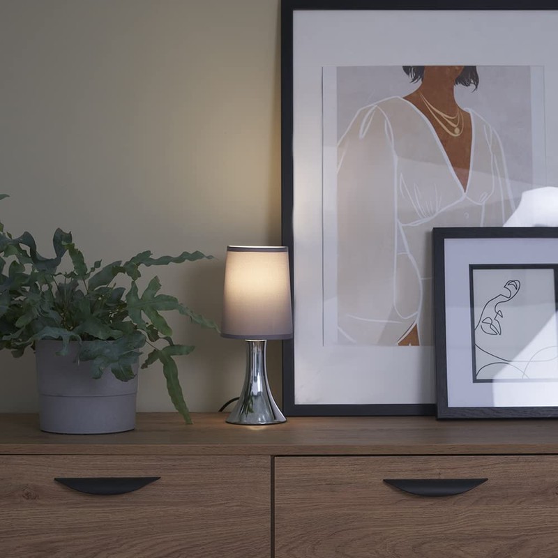 MiniSun Small Modern Curved Base Chrome Touch Table Lamp with