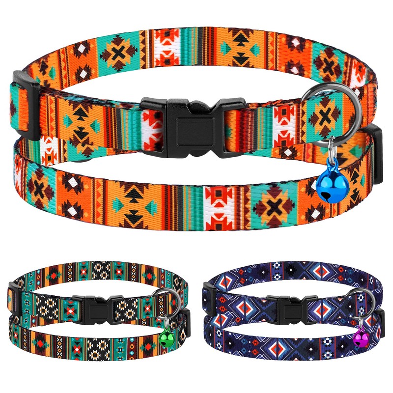 Cat Collar Breakaway 2PCS Adjustable Pattern Tribal Aztec Southwest Safety