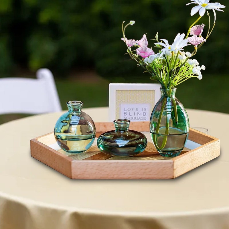 ATDORO 3 Pcs Mini Bud Vases, Clear Bud Vases for