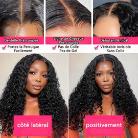 Klebefreie Perücke Echthaar 5x5 Lace Deep Wave Bob Wig Echthaar Plucked Pre Cut Perücke Frauen Brasilianische Locken Glueless Wig Natürliche Farbe 180% Dichte 10 Zoll