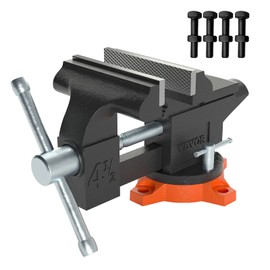 VEVOR Bench Vise, 4.5-inch Jaw Width 3.3-inch Jaw Opening, 240-Degree Swivel Locking Base Multipurpose Vise w/Anvil, Heavy Duty Cast Iron Workbench Vise w/Bolts & Nuts, for Drilling, Pipe Cutting