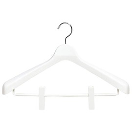 Monocloset Suit Hanger Clip 45 with Skirt Clip, 17.7 inches (45 cm), Swivel Hook, White