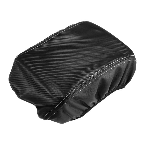 X AUTOHAUX Carbon Fiber Pattern Black Microfiber Leather Armrest Protector