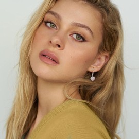 MILACOLATO 925 Sterling Silver Heart Earrings Sterling Silver Drop Earrings for Women and Girls Folding Hoop Earrings Heart Shaped Drop Earrings