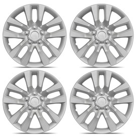 BDK Performance Wheel Covers (4 Pack) of Premium 16" inch Hubcap OEM Replacements for Steel Wheels, High Grade ABS with Retention Ring, Silver