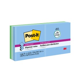 Post-it Super Sticky Pop-up Notes, 3x3 in, 6 Pads, 2x the Sticking Power, Oasis Collection, Cool Colors, Recyclable (R330-6SST)