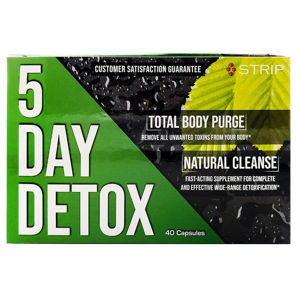 Strip 5 Day Detox Cleanse - Complete Body Cleanse | Remove Toxins & Unwanted Impurities - Natural, Healthy Cleansing Support for Liver, Urinary Tract, Kidney, Digestive System - 40 Capsules