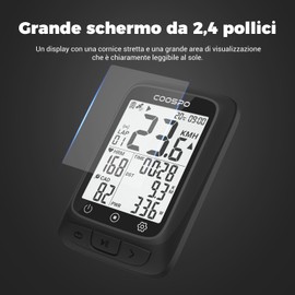 COOSPO Bike Computer GPS Wireless, ANT+ Cycling Computer GPS with Bluetooth, Multifunctional ANT+ Bicycle Computer GPS with 2.4 LCD Screen, Bike Speedometer with Auto Backlight IP67