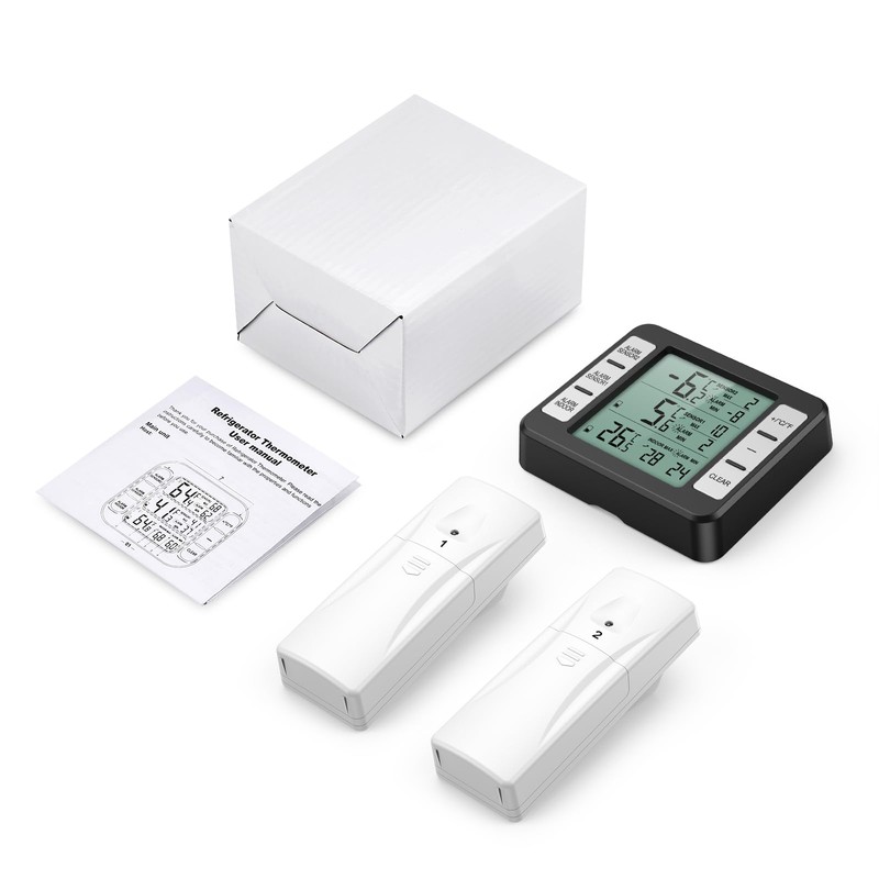 ORIA Refrigerator Thermometer, Wireless Digital Freezer Thermometer with 2 Wireless