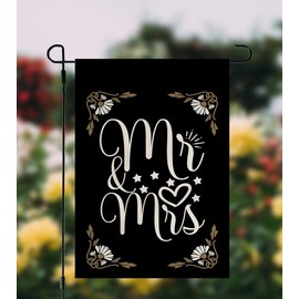 YmeerGifts Mr. & Mrs. Wedding Burlap Garden Flag Wedding Day Celebration - Double Sided Flag - Decoration Flag - Garden Flag - Outdoor Decor Flag, 12”x18”