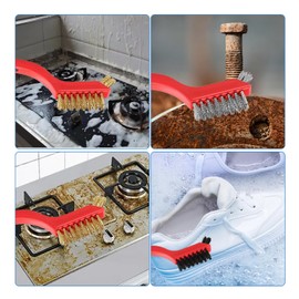 Wire Brush Set, 6PCS Metal Rust Remover Brushes for Cleaning, Nylon Brass Brush for Welding Slag, Rust Scrubber Brushes for Wood, Stove, Sink