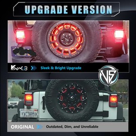 VANKUB Spare Tire Brake Light for J'eep Wrangler JK JKU 2007 2008 2009 2010 2011 2012 2013 2014 2015 2016 2017, Red LED 3rd Third Brake Light, Plug-N-Play Wheel Light, Ring Rear Brake Tail Light