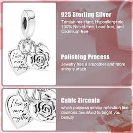WINRARO 925 Sterling Silver Love Family Charms for Charms Bracelets Women Girls Valentine's Day Mother's Day Jewellery Gifts, Silver