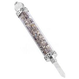 TUMBEELLUWA Chakra Wishing Bottle Pendant Healing Crystal Tumbled Stone Necklace Good Luck Amulet, Labradorite