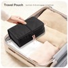 Abiudeng Stand Up Travel Makeup Bag, Small Black Waterproof Cosmetic