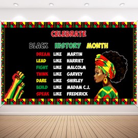 VitalCozy Black History Month Backdrop 71" x 43" African American History Month Banner African American Festival Supplies for Home Bulletin Board Door Wall Cultural Holiday Party Decor