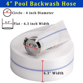 ZY-hosetube Pool Backwash Hose 4” × 100 ft Fiber Reinforced Discharge Hose General Purpose Flexible Lightweight Lay Flat Pump Drain Pipe Hose for Water Transfer (4in-100ft, Anti-abrasion)