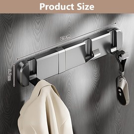 flintronic Wall Mounted Floating Rack with 4 Hooks, Foldable Suction Cup Metal Wall Hook, Coat Hook Rack Wall Hanger, Removable and Reusable Hook for Jackets, Coats, Hats, Bags (Gun Grey)