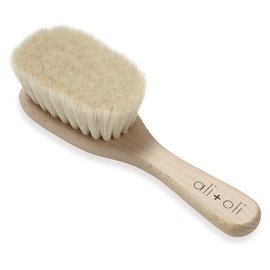 Ali+Oli Wooden Hair Brush for Newborns (Made in Germany) Includes Baby's First Mini Loofah
