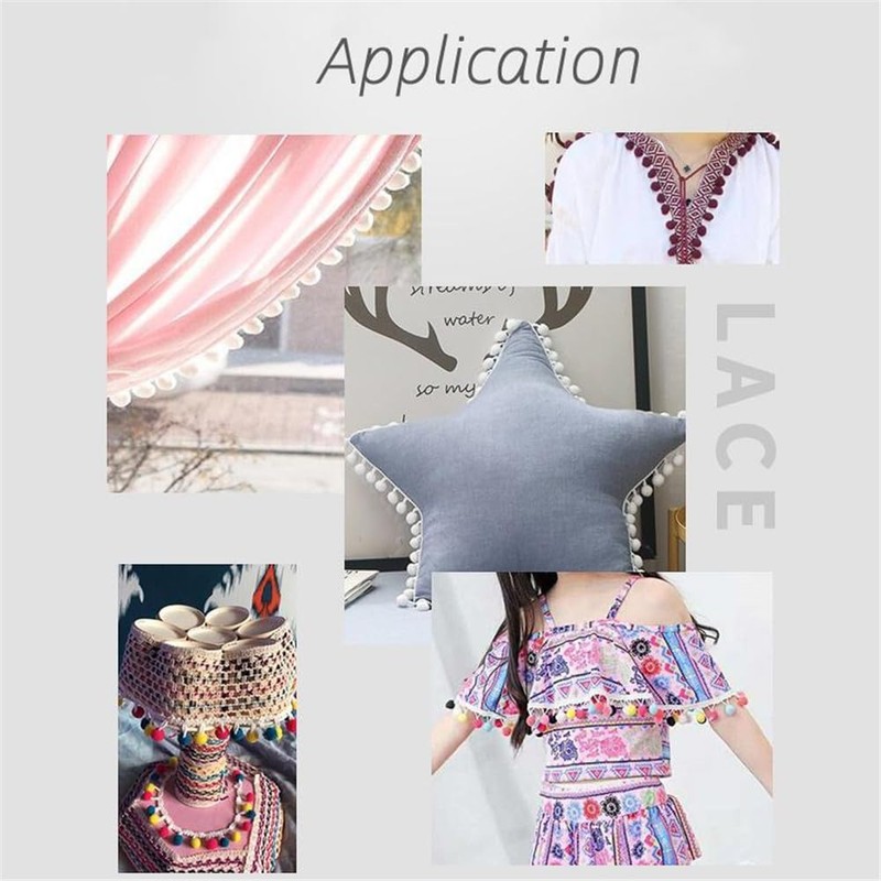 2 Yards 2.8 cm Colourful Pom Poms Tassel Trim Pompom