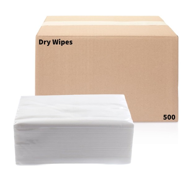 Disposable Dry Wipes [Pack of 500] Ultra Soft - Large 10’’x13’’ - Absorbent Non-Moistened Cleansing Wash Cloths for Adults, Incontinence, Baby Care, Makeup Removal, Personal Care & Surface Cleaning (500)