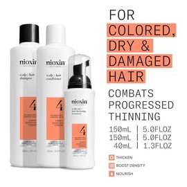 Nioxin Kit de prueba de cuidado del sistema de cabello, sistema 3 unidades, kit de prueba para el cuidado del sistema capilar de Nioxin 4 (cabello teñ