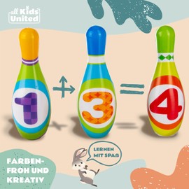 all Kids United® Skittles Game for Children Bowling Set XXL with 10 Soft PU Cones and 2 Balls; Educational Learning Toy for Indoor and Outdoor Foam (Set of 10)