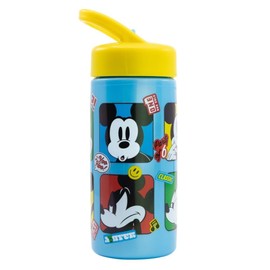 OM SUPPLIES Mickey Reusable Sipper Water Bottle Drink Bottle with built-in handle for Easy Carry School Lunch Kids Childrens 410ml (Mickey)