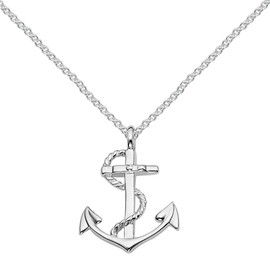 Vinani Pendant Ship Anchor Symbol Sailor Shiny with Fiorentina Chain Sterling Silver 925 Italy 2AAG-F500, Sterling Silver