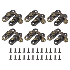 sourcing map 6 Pcs Vintage Lock Clasp, 27 x 32mm Mini Swing Arm Clasp Latch Right Latch Hook Hasp with Screws for Jewelry Box Suitcase Toolbox Wooden Case, Bronze