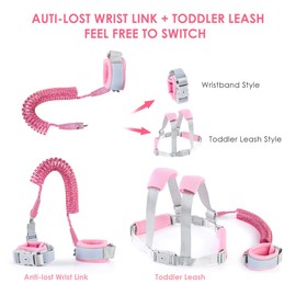 Yolispa Baby Reins Walking Harness, 360 Degree Rotating Anti Lost Belt/Locked Anti-Lost Child Safety Wrist Link, Reflective Toddler Anti Lost Safety Leash Wrist Reins for Boys and Girls