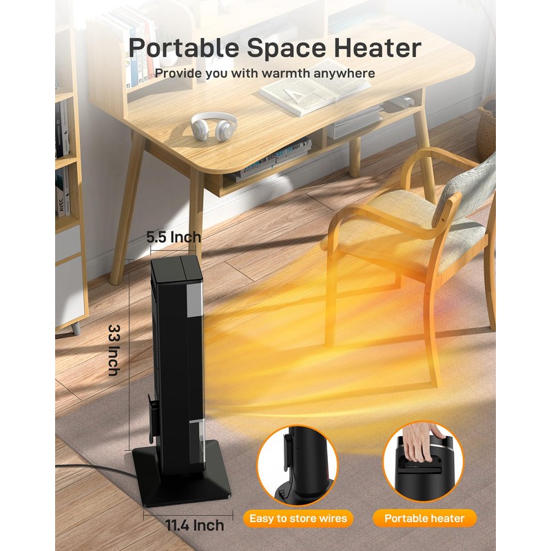 Domenow Space Heaters for Indoor Use, 33" Ceramic Tower Space