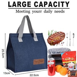 Lunch Bag for Women Men, Reusable Insulated Lunch Bag Adults Leak-Proof Cool Bag Lunch Box Container Cooler Bag for Kids Girls Boys, Thermal Lunch Box for Work School Picnic Travel (Blue)