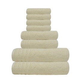 Tens Towels Bath Towels Set, 2 Extra Large Bath Towels, 2 Hand Towels, 4 Washcloths, 100% Cotton Towels, Lighter Weight & Super Absorbent, Quick Dry, Bathroom Towels Set for Daily Use (Set of 8)Ivory