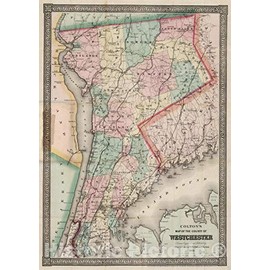 Historic Wall Map : Pocket Map, Westchester County, New York 1873 - Vintage Wall Art - 16in x 24in