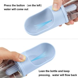 KuraMart Portable Dog Pet Travel Water Bottle Leak-Proof Drinking Cat Cup with 3PCS PP Conton Filter & Pet Dog Poop Bag Dispenser with 3 Rolls Waste Bags for Pets Outdoor Walking Hiking Travel (Blue)