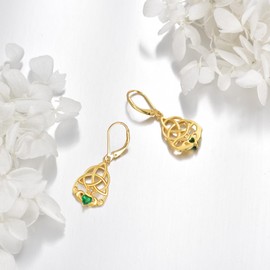 Gold Plated Claddagh Earrings for Women 925 Sterling Silver Celtic Knot Claddagh Dangle Earrings Irish Jewelry Gifts
