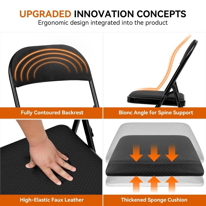 Fenbeli Padded Folding Chairs Set of 2 for Couples, Holds