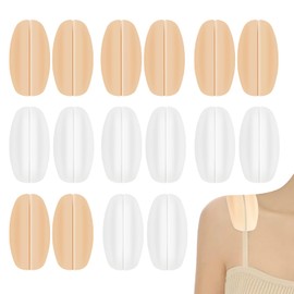 8 Pairs Silicone Shoulder Pads Bra Strap Cushions Holder Non-Slip Shoulder Protectors Discomfort Ease for Women Girls - (White+Nude)