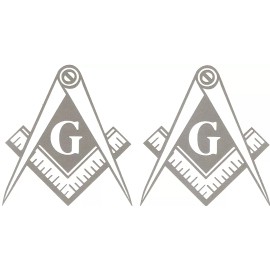 WHITE Vinyl Decal Masonic Emblem Lodge name and number Mason