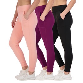 3 Pack: Womens Jogger Yoga Pants Women Cuff Workout Joggers Tummy Control Sweatpants Pockets Gym Clothes Leggings Cuffed exercise gym Pant dupes athletic Teen High Waisted Ladies - Set 5, S