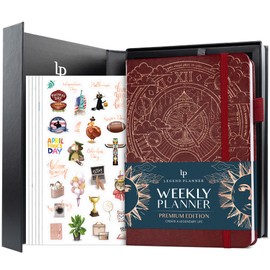 Legend Weekly Planner Premium – Undated Weekly, Monthly & Budget Planner – Life Organizer for Time Management & Productivity, A5 (Wine Red)