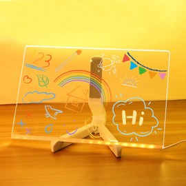 LALASTYLE LED Note Board, Acrylic Writing Message Board with 7 Colors Pen, Led Message Board, DIY Drawing Board with Stand for Office Cafe School Home (30 * 20cm)